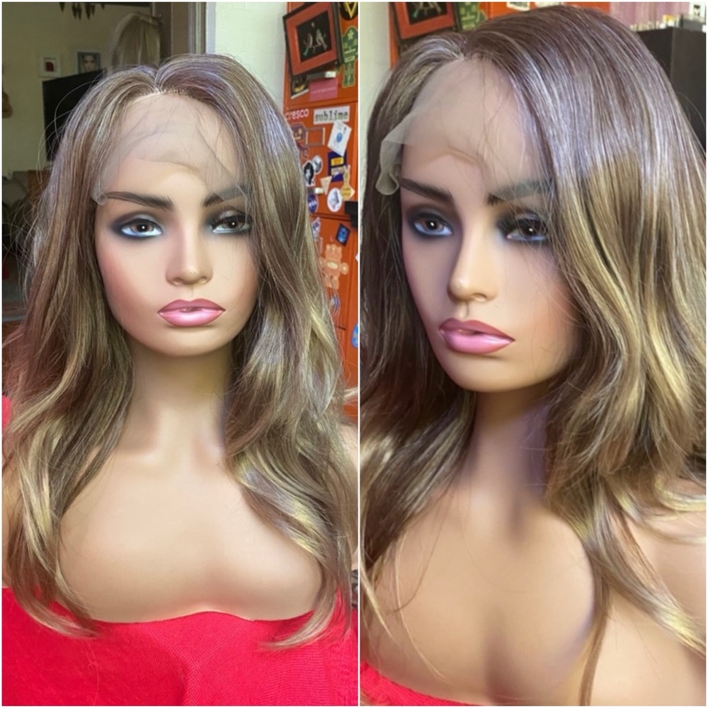 Brown blonde layered very realistic full
lace front wig